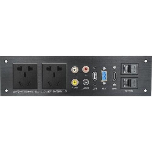 Aluminum alloy Panel AC 110-240V USB Audio VGA Network HDMI Interface Side Loading Electric Socket Power Board Aluminum socket