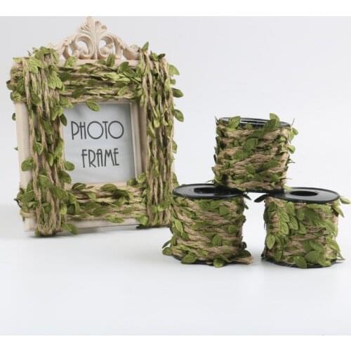5M 10M Imitation Leaf Hemp Rope Wedding Party Home DIY Decoration Accessories Bouquet Gift Packing String Hang Tag Cords Craft