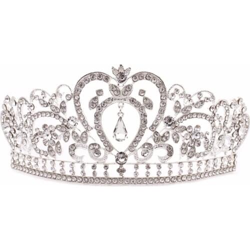 Hollow Alloy Crystal Crown Headdress Bride Wedding Silver Hair Ornaments Birthday Party Headdress