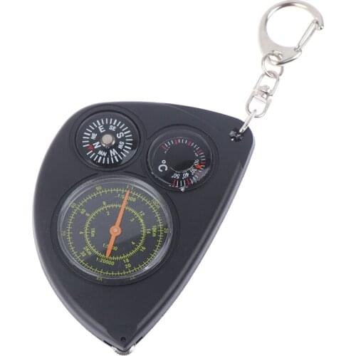 Portable Odometer Multifunction Keychain Outdoor Travel Compass Rangefinder