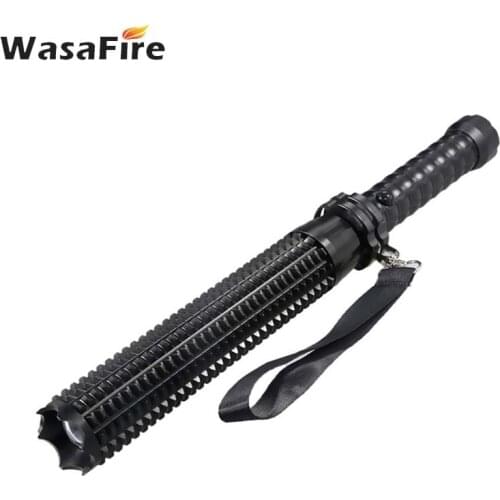 Powerful Zoomable XML Q5 Led Flashlight Telescopic Self Defense Stick Tactical Baton Rechargeable Flash Light Torch 18650