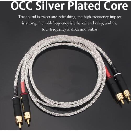 Xangsane OCC silver plated 8 strands compiled HiFi audio signal cable 2RCA-2RCA audio connection amplifier cable