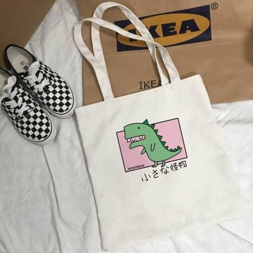 Casual Korean Cute Letter Shoulder Bag Female New Cartoon Harajuku Letter Print Japanese Dinosaur Fashion Summer Shoulder Bags