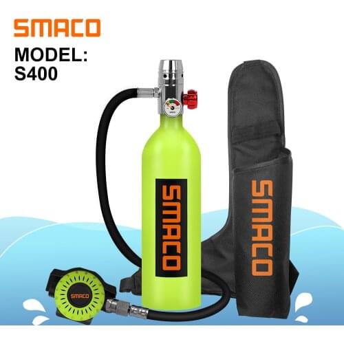 SMACO Mini Scuba Diving Tank Equipment, Cylinder with 16 Minutes Capability, 1 Litre Capacity Refillable Design