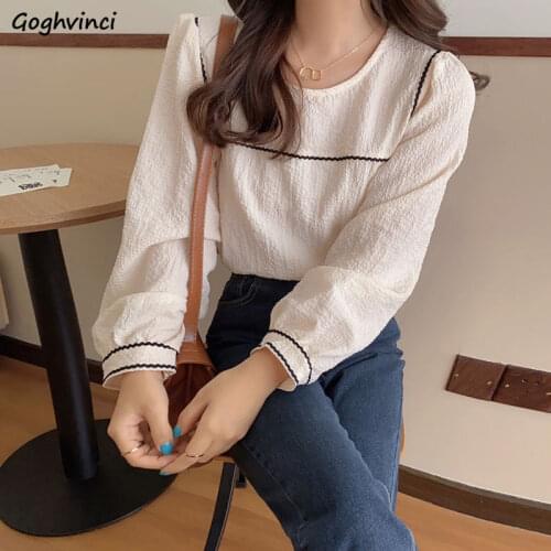 Shirts Women Autumn Korean Style Elegant Ladies Simple Loose Plus Size 4XL Breathable All-match Trendy Puff Sleeve Feminina Chic