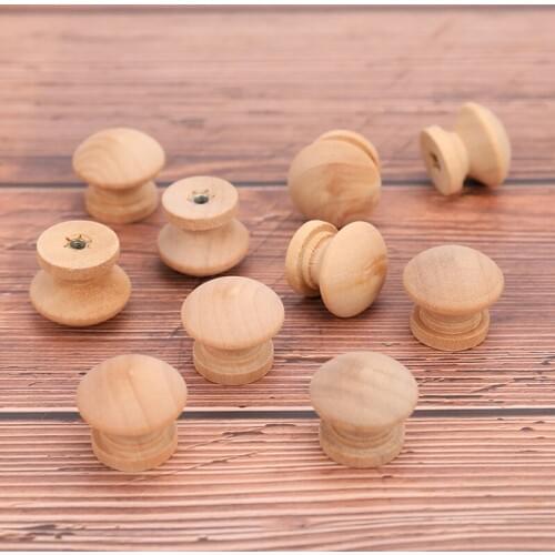10pcs Handles 2.4X2CM Natural Wooden Cabinet Drawer Wardrobe Knobs Pull Handle