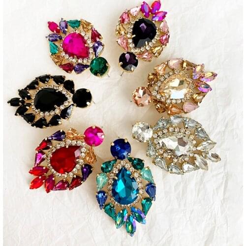 Flower Crystal Earrings for Jewelry classic Luxurious color Bling Crystal long tassel drop Earrings For Women Wedding 2019