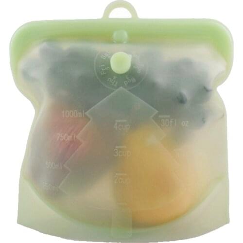 Silicone Food Bag 1500ml 1000ml 500ml Reusable Food Storage Bag Leakproof Containers Fresh Bag Freezer Bag Snack Sandwiches Bags