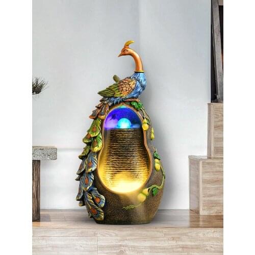 TT Fengshui Wheel Peacock Water Fountain Lucky Decoration Living Room Decoration Bar Restaurant Club