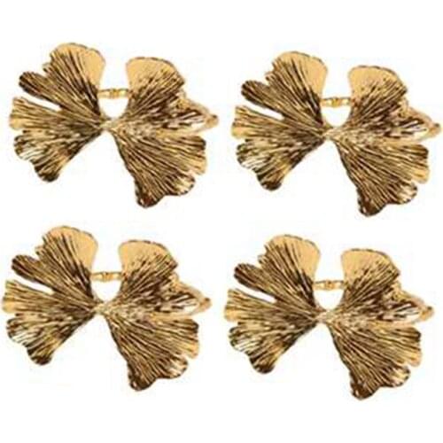 4Pcs/Lot Vintage Ginkgo Leaf Napkin Buckle Leaf Napkin Ring Forest Series Wedding Napkin Ring