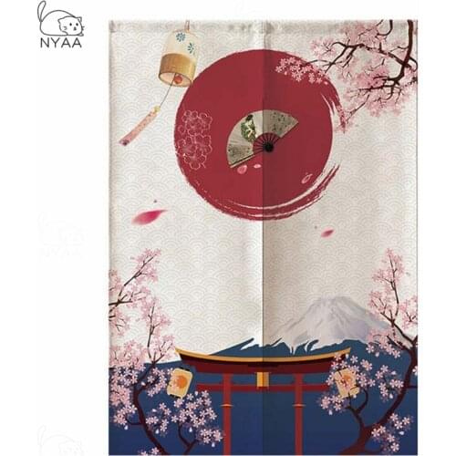 Japanese Cherry Door Curtain Partition Curtain Kitchen Bedroom Half Curtain Noren Entrance Feng Shui Door Curtain