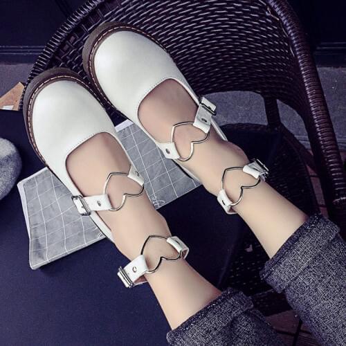 Harajuku kawaii shoes Student College Girl Lolita Shoes Cosplay Jk Uniform Women Mary Jane Heart-Shaped Platform shoes