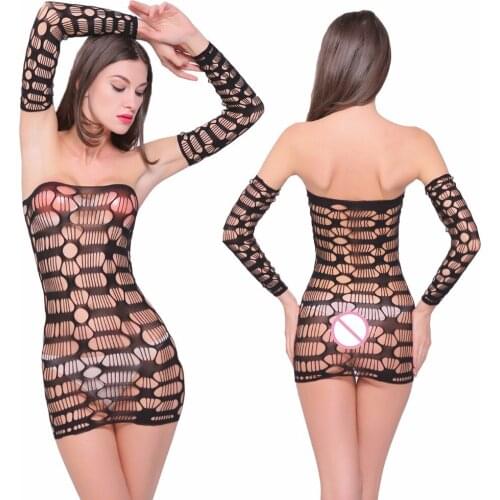 2017 New sexy lingerie hot black colors hollow out lenceria sexy chemise perspective fishnet sleepwear underwear erotic lingerie