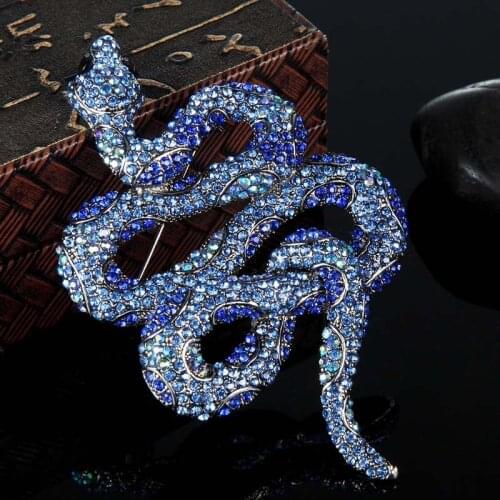 Zlxgirl vintage Rhinestone crystal snake brooch Pendant jewelry men new year gifts fashion Christmas womens wedding Scarf pins