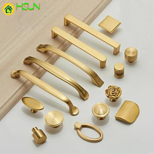 1 pc Various styles Solid Brass Cabinet Knobs and Handles Drawer Furnitures Cupboard Wardrobe golden Knobs
