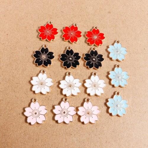 10pcs 17*20mm 5 Colors Trendy Enamel Flower Charms for Jewelry Making Fashion Necklaces Drop Earrings Handmade Jewelry Findings