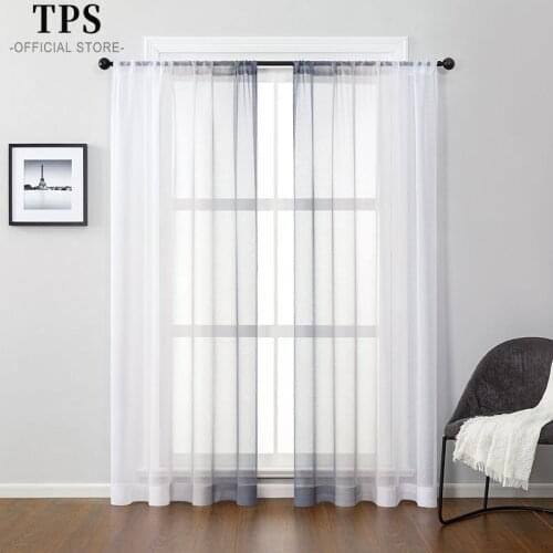 TPS Two Pieces Gradient Tulle Curtains for Living Room Bedroom Height 400cm Organza Voile Curtain Window Treatment Panels Drapes