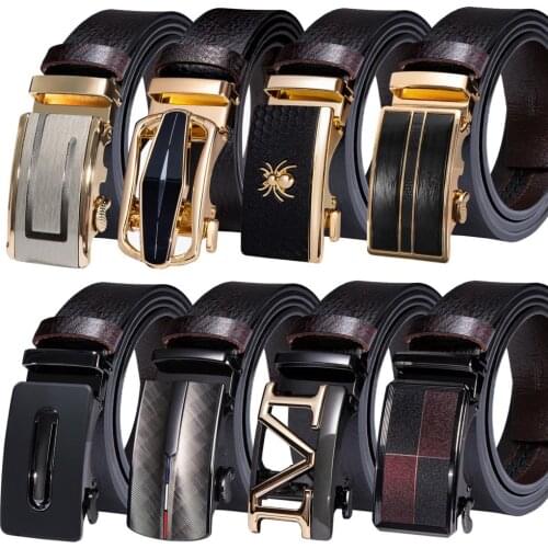 20 Kinds Brown Coffee Real Leather Mens Belts for Man Men Belt Automatic Buckles Ratchet Waistband Dress Jeans Straps XXL