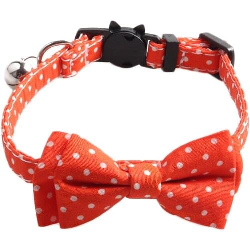 40PCS / LOT Pet Collar Wave Point Series Cat Bow Collar With Bell Pet Cat Dog Necktie Cat Accessories