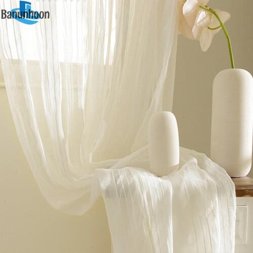 White Curtains For Living Room Tulle For Bedroom Window Treatments Cotton Tende Sheer Ready-made Drape