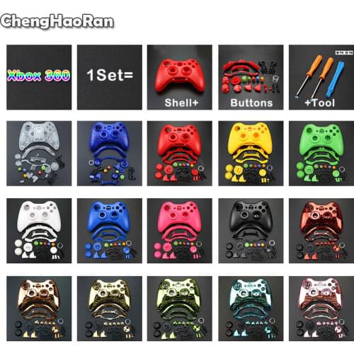 ChengHaoRan For Xbox 360 Wireless Game Controller Hard Case Gamepad Protective Shell Cover Full Set W/ Buttons Analog Stick+Tool