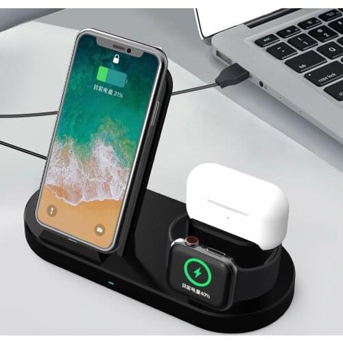 15W Fast Wireless Charger Bracket For iPhone 12 11 XS Max x 8 Plus Chargers Airports Pro Apple Watch 6 5 4 3 Stand Charging 3IN1
