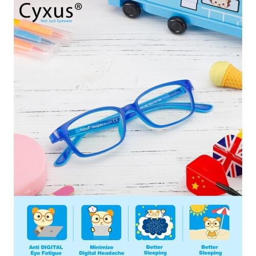 Cyxus Anti Blue Light Glasses for Kids Computer Glasses TR90 BPA-Free Silicone Frame For Boys Girls Ages 3~12 6009
