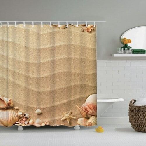 Dafield Starfish Shell Shower Curtain On Beach Blue Sea Sky Custom Bath With Hooks