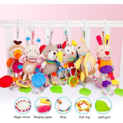Infant Baby Cotton Animal Shape Rattle Hand Bell Toy Plush Mobile Stroller Plush Doll Infant Toddler Toys Baby Early Educational
