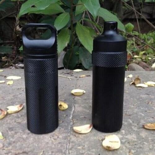EDC Camping Equipment First Aid Cartridge Survival Waterproof Tank Aluminum Medicine Pill Bottle CNC Outdoor Mini ContainerFW089