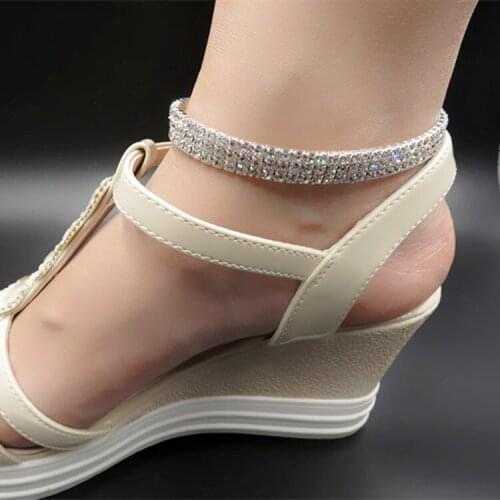European and American sexy rhinestone anklet fashion creative girls multi-layer elastic anklet shiny Latin dance nightclub acces