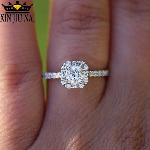 14K White Gold Round 3 Carat Moissanite Engagement Halo Ring With Small White Round Lab Diamond Wedding For Women Diamond Rings