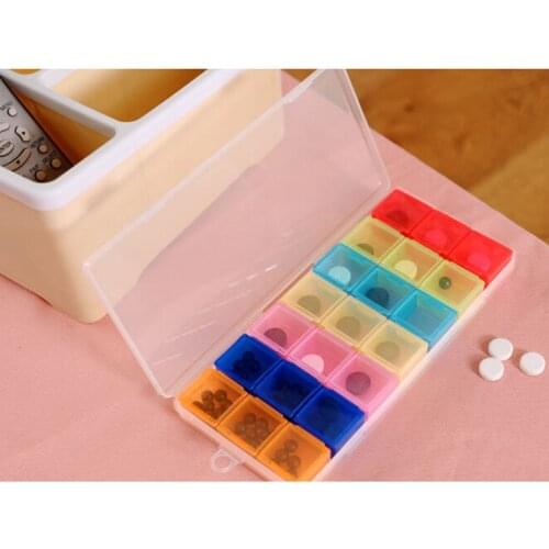 Weekly 7 Days 3-row Pill Medicine Box 21 Compartment Transparent Color Empty Plastic Pill Tablet Medicine Holder
