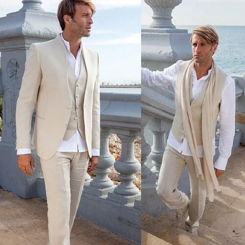 Handsome Men Tuxedos Suits Single Breasted 3 Pieces Set (Vest +Jacket +Pants) Pocket Smart Casual Party Prom Blazer