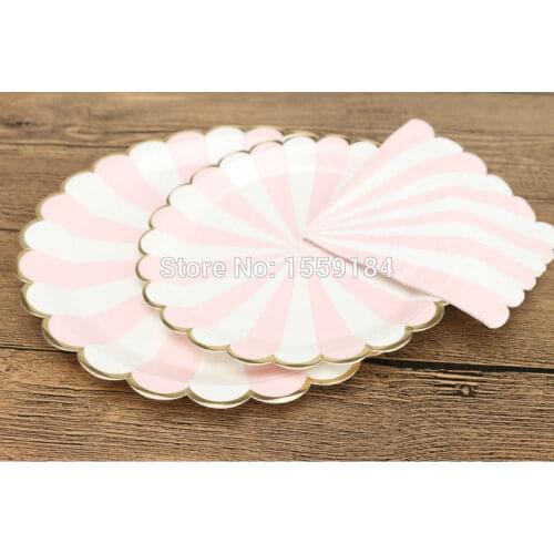 Meri Meri Party Tableware Set Light Pink with Foil Gold Paper Cups Plates Napkins for Birthday Baby Shower 46pcs/lot