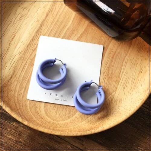 LANIWOO Purple Circle Multi-Layer Dangle Earring 2021 New Fashion Jewelry For Women Girls Elegant Gifts For Girlfriends