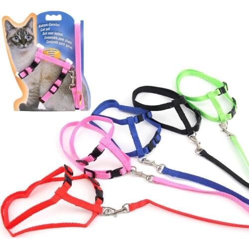 Nylon Cat Harness Vest Lead Leash Adjustable Pets Collar Traction Belt Rope Pet Walking Leash For Cat Small Dog Accessories