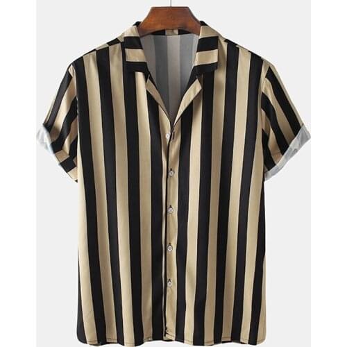 Striped Shirts Men Short Sleeve Print Casual Mens Aloha Shirt Beach Hawaiian Camisas Summer Brand Cosy Harajuku Streetwear