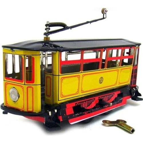 Retro Wind Up Tram Cable Bus Clockwork Streetcar Toy Vintage Collection Kid Gift Photography Props Tin Toys Brain Game