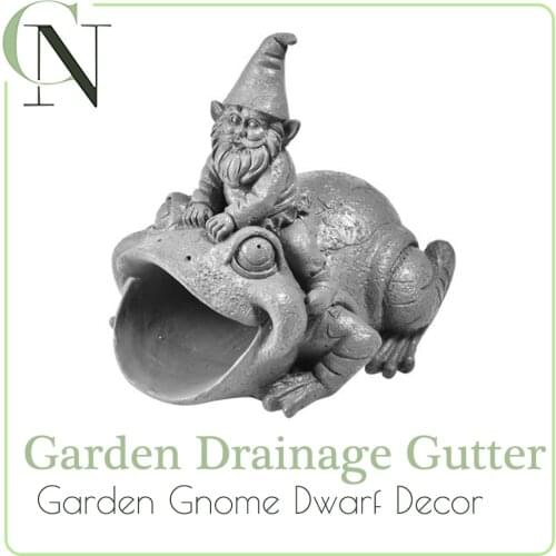 Garden Gnome Statues Cute Playful Dwarf Decor Gnome With Frog Gutter Downspout Extension Garden Drainage Gutter