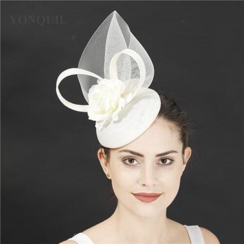 Imitation Sinamay Formal Party Occasion Millinery Caps Wedding Fascinators Headband Mesh Hats Elegant Women Fashion Headpiece