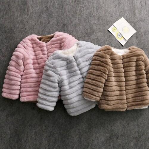 Boys winter fur coats girls faux rabbit fur jackets teenager rabbit fur outerwear o-neck collar children faux rabbit fur coats