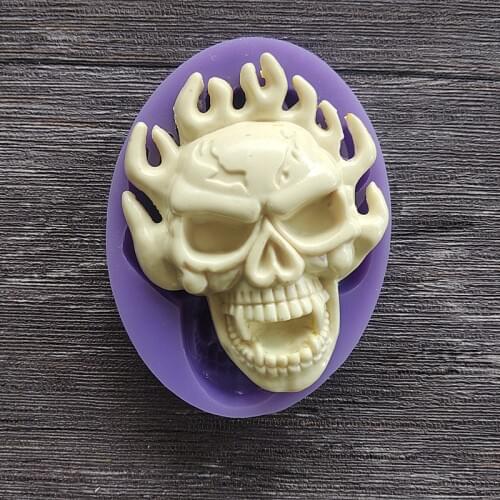 Fire Skeleton Head Skull Silicone DIY Chocolate Candy Molds Party Cake Decoration Mold Pastry Baking Decoration Tools18168