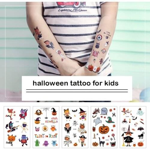 Halloween tattoo sticker for kids pumpkin cat spider Witch pattern Party atmosphere funny cartoon fun tattoo stickers RA039