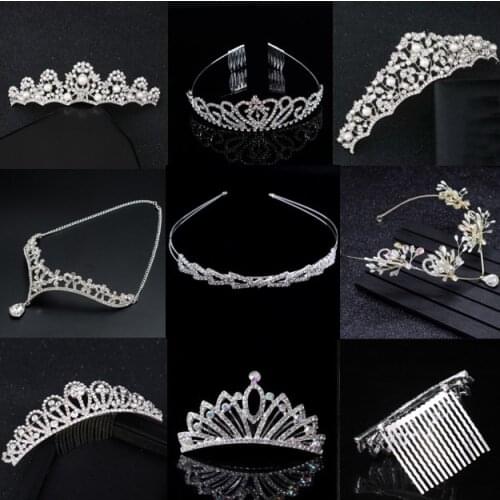 Wedding Bridal Crystal Tiara Crowns Kids Princess Queen Pageant Prom Rhinestone Tiara Headband Comb Wedding hair accessories