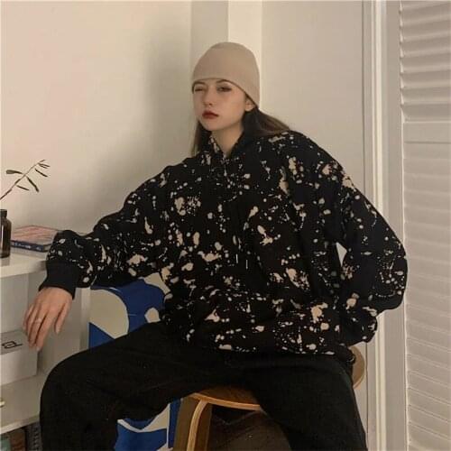 Park street Harajuku plus velvet long-sleeved jacket loose casual hooded top warm sweater women sweet thick autumn and winter