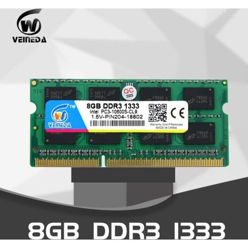 VEINEDA Laptop Memory DDR3 8GB 16GB 1333Mhz 1600Mhz SO-DIMM 1.5V Notebook RAM 204Pin sodimm