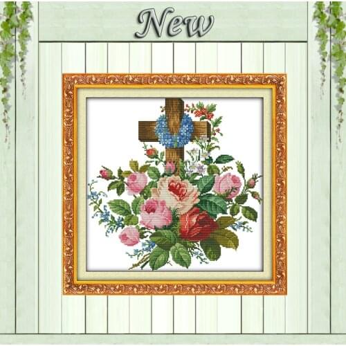 Flowers and plants Cross Christian,11CT Pattern Printed on Canvas DMC 14CT Cross Stitch kit,Embroidery Needlework Set,Home Decor