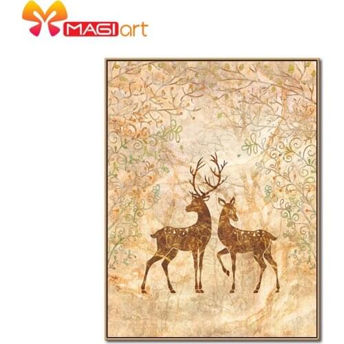 Cross stitch kits Embroidery needlework sets 11CT water soluble canvas patterns 14CT Animals The Elk love-NCMA027