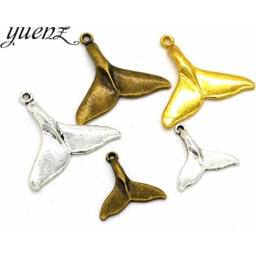 YuenZ 3color Antique Sliver Animal Whale tail Charm DIY metal charms for jewelry making D703